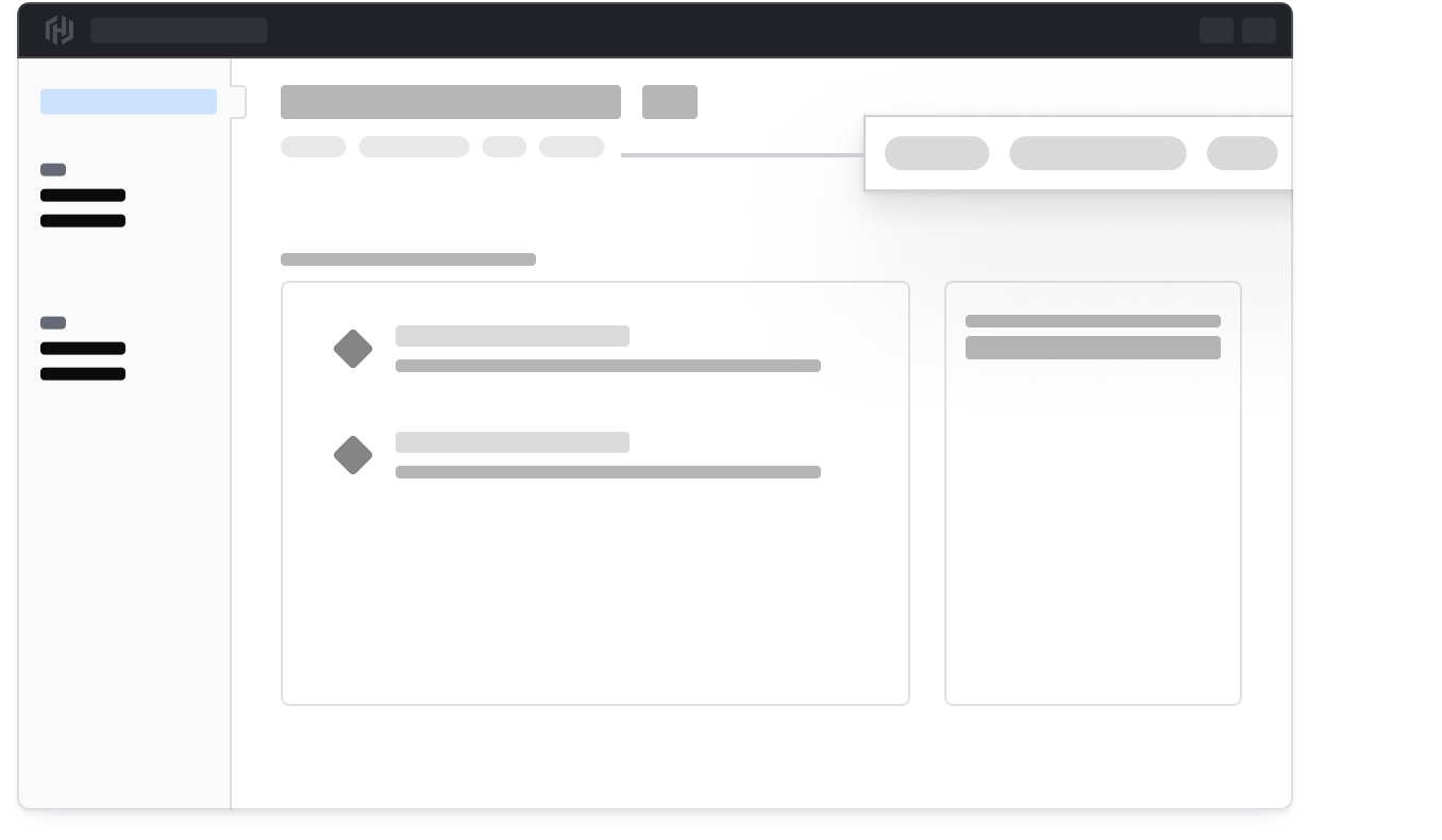 Skeleton of an app with tags in a list below the heading.